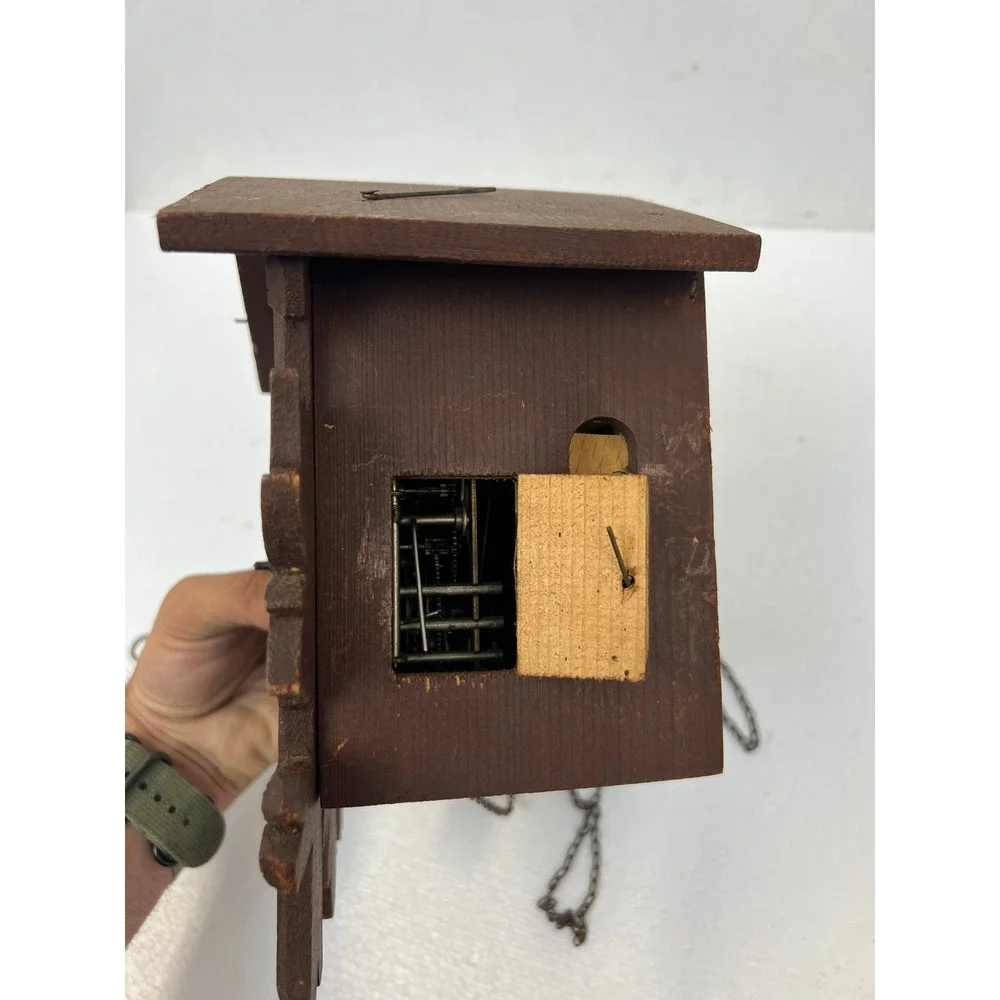 Vintage Germany Cuckoo Clock Wooden Case Black Forest Mechanical Parts Repair